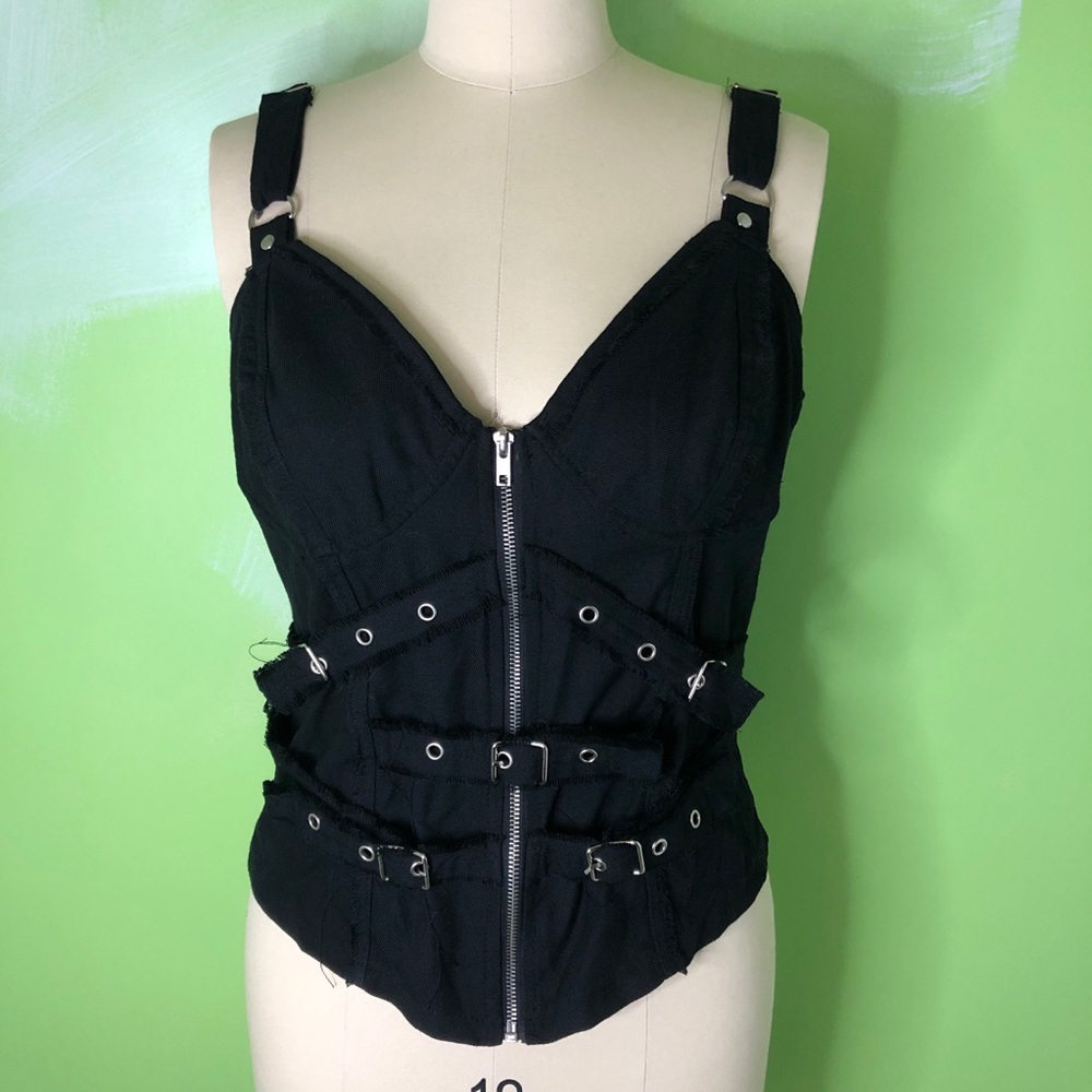 Vintage Lip Service Punk & Disorderly Dirty Paws Goth Corset Top LG/XL Hot Topic
